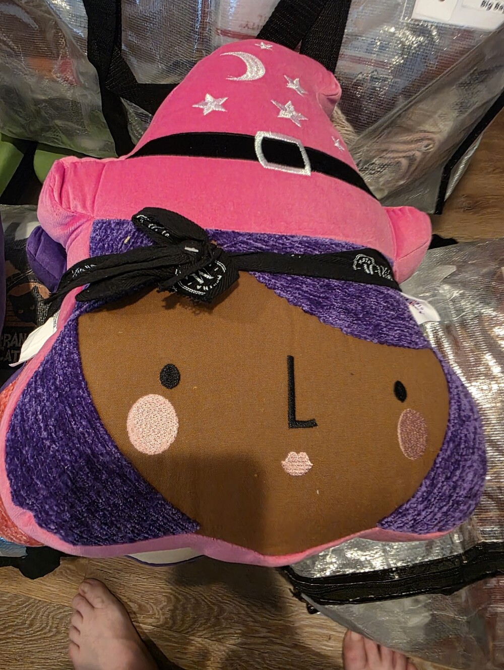 Plush Witch 2 Pack Pillows - Pink & Purple